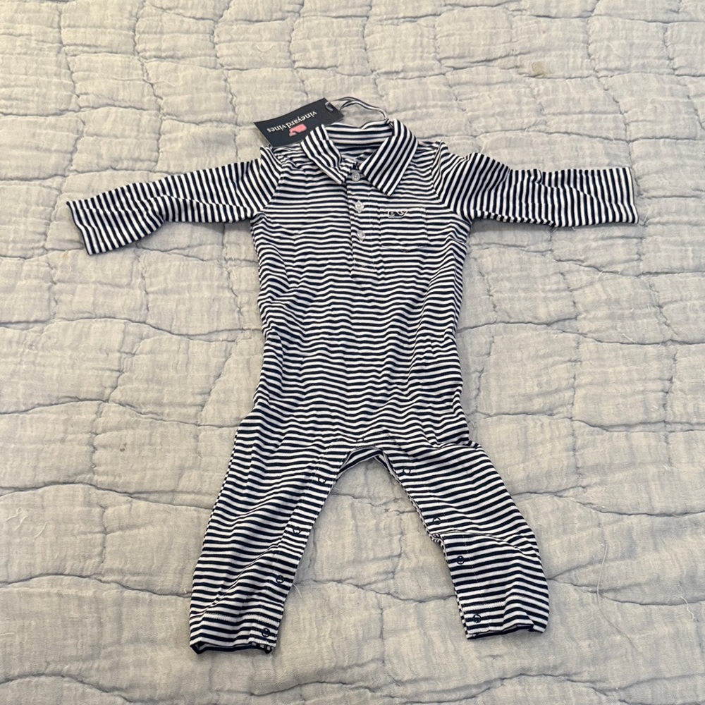 Vineyard Vines Black and White Striped Bodysuit